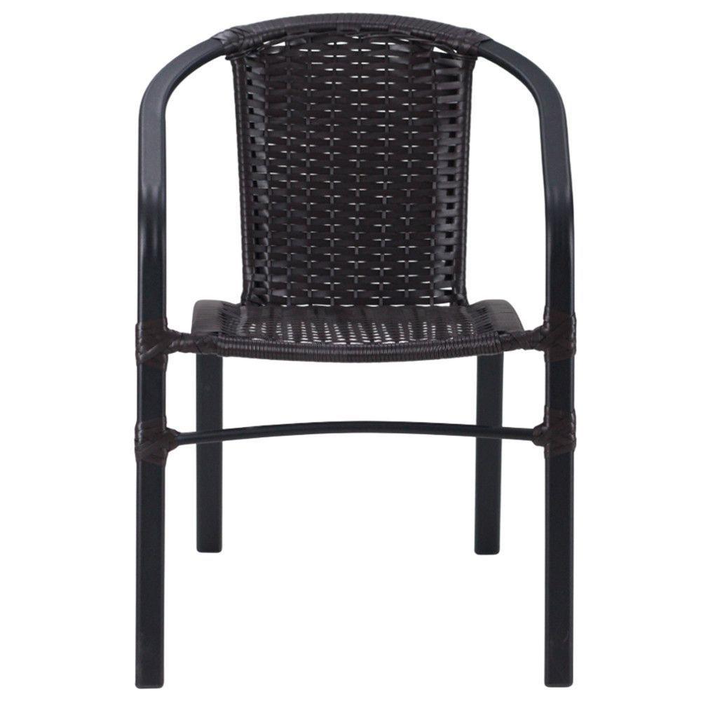 Kit 4 Cadeiras Alumínio E Mesa Tampo Varanda Piscina Jardim Preto - 4