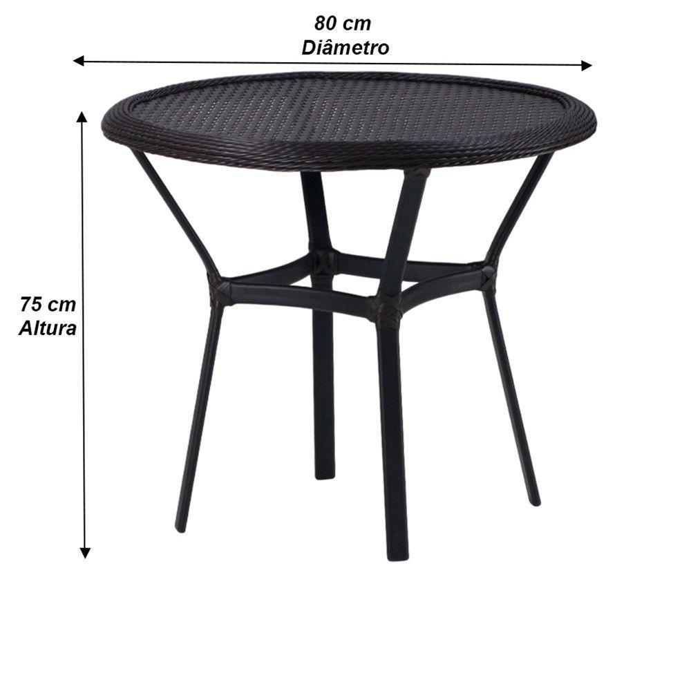 Kit 4 Cadeiras Alumínio E Mesa Tampo Varanda Piscina Jardim Preto - 6