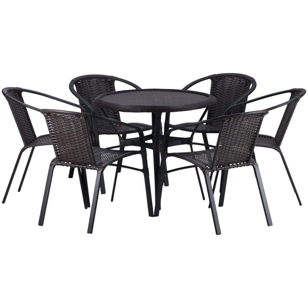 Kit 6 Cadeiras Alumínio E Mesa Tampo Varanda Jardim Piscina Tabaco - 1