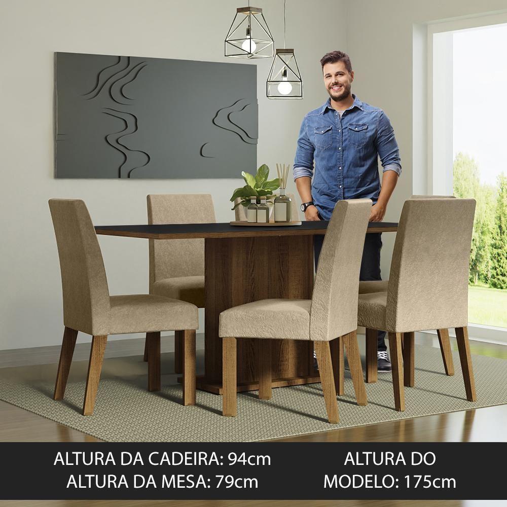 Kit Sala De Jantar Mesa 6 Cadeiras Rustic/Preto/Imperial Renata Madesa Rustic/Preto/Imperial - 8