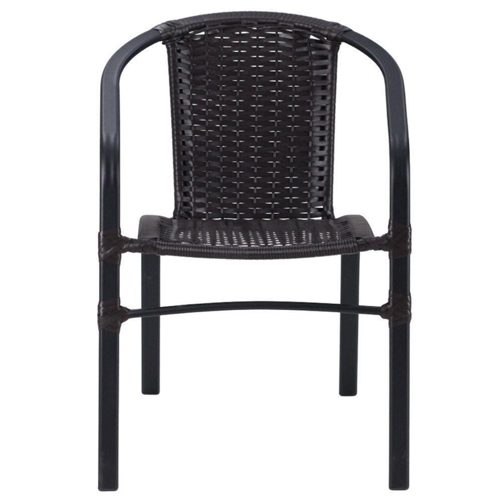 Kit 6 Cadeiras Alumínio E Mesa Tampo Varanda Jardim Piscina Preto - 4