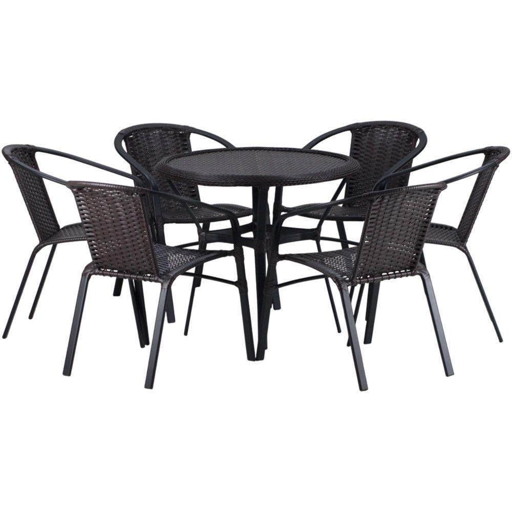 Kit 6 Cadeiras Alumínio E Mesa Tampo Varanda Jardim Piscina Cappuccino - 1