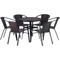 Kit 6 Cadeiras Alumínio E Mesa Tampo Varanda Jardim Piscina Cappuccino - 1