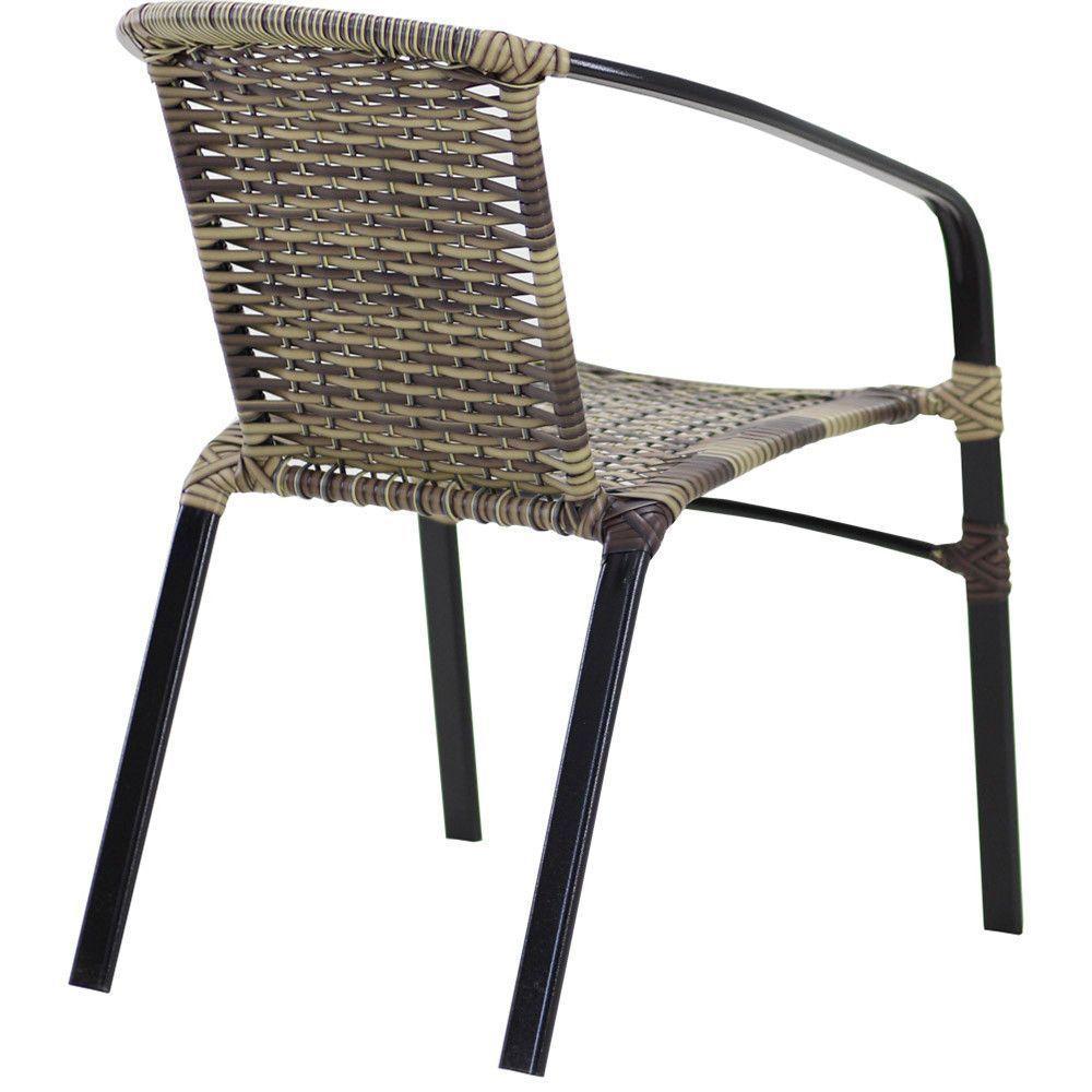 Kit 4 Cadeiras Alumínio E Mesa Tampo Varanda Jardim Piscina Cappuccino - 4