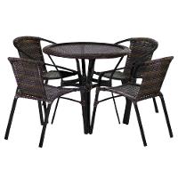 Kit 4 Cadeiras Alumínio E Mesa Tampo Varanda Piscina Jardim Pedra Ferro - 1