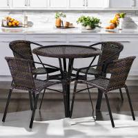 Kit 4 Cadeiras Alumínio E Mesa Tampo Varanda Piscina Jardim Pedra Ferro - 2