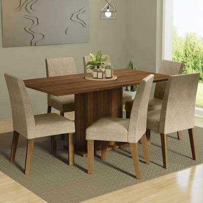 Conjunto Sala de Jantar Renata 6 Lugares Tampo em MDP com Cadeiras Estofadas Rustic