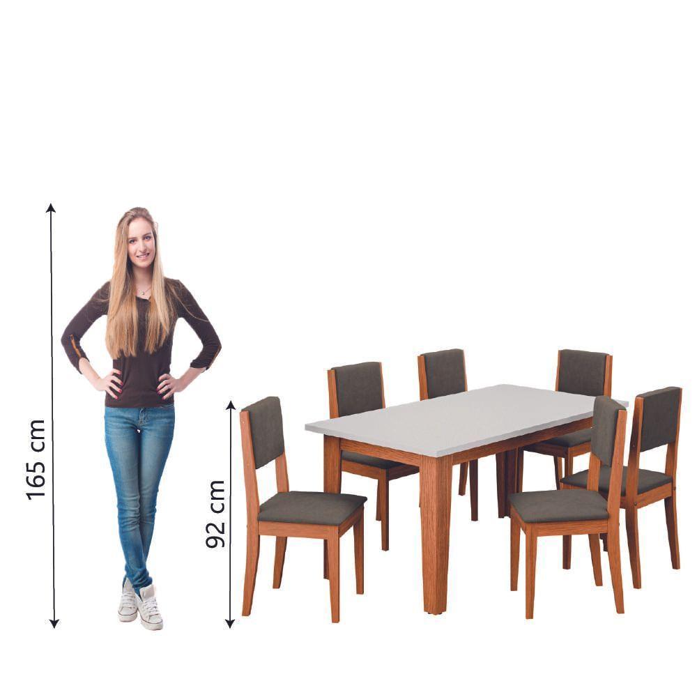 Conjunto Sala De Jantar Mesa Miami 1,60m 6 Cadeiras Trento Dobuê Madeirado / Castor - 6