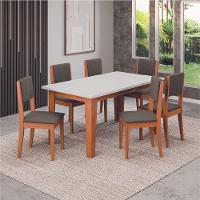 Conjunto Sala De Jantar Mesa Miami 1,60m 6 Cadeiras Trento Dobuê Madeirado / Castor - 2