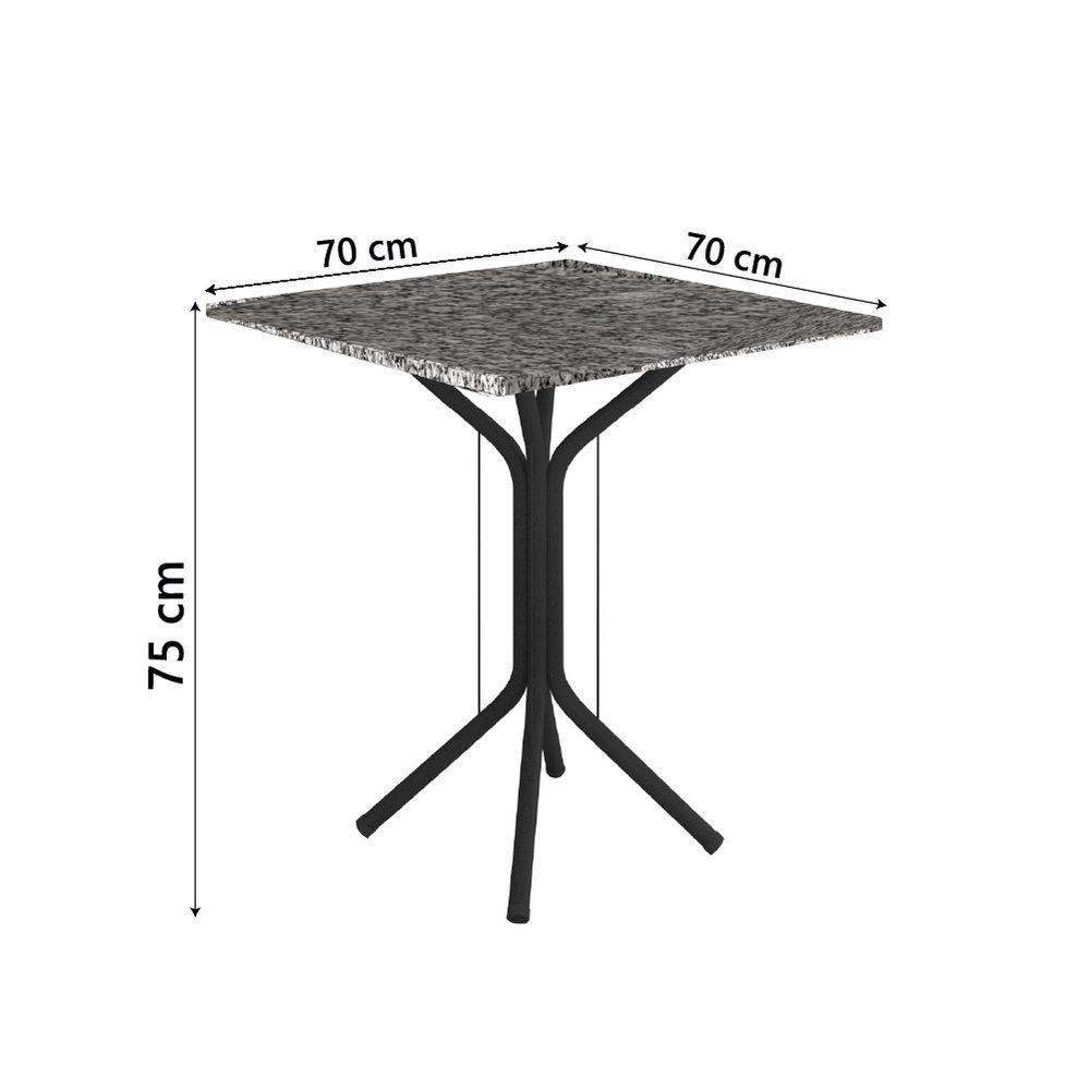 Conjunto De Mesa Sala De Jantar Thais Com 4 Cadeiras Granito Tubular Artefamol Preto/platina - 3