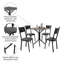 Conjunto De Mesa Sala De Jantar Thais Com 4 Cadeiras Granito Tubular Artefamol Preto/platina - 5
