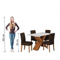 Conjunto De Mesa Sala De Jantar Tampo Com Vidro 1,36m Grécia 4 Cadeiras Trieste Dobuê Madeirado/chocolate - 6