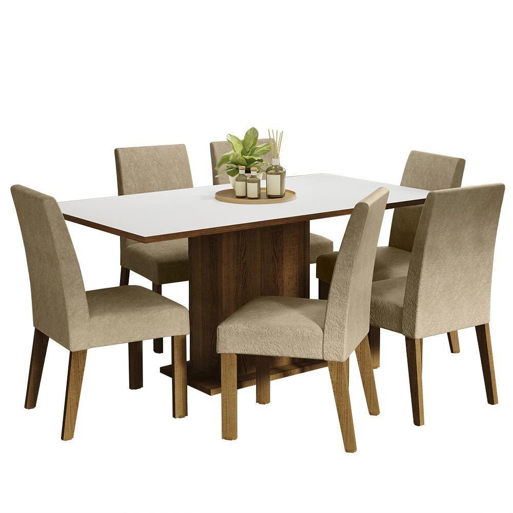 Kit Sala De Jantar Mesa 6 Cadeiras Rustic/Branco/Imperial Renata Madesa Rustic/Branco/Imperial - 10
