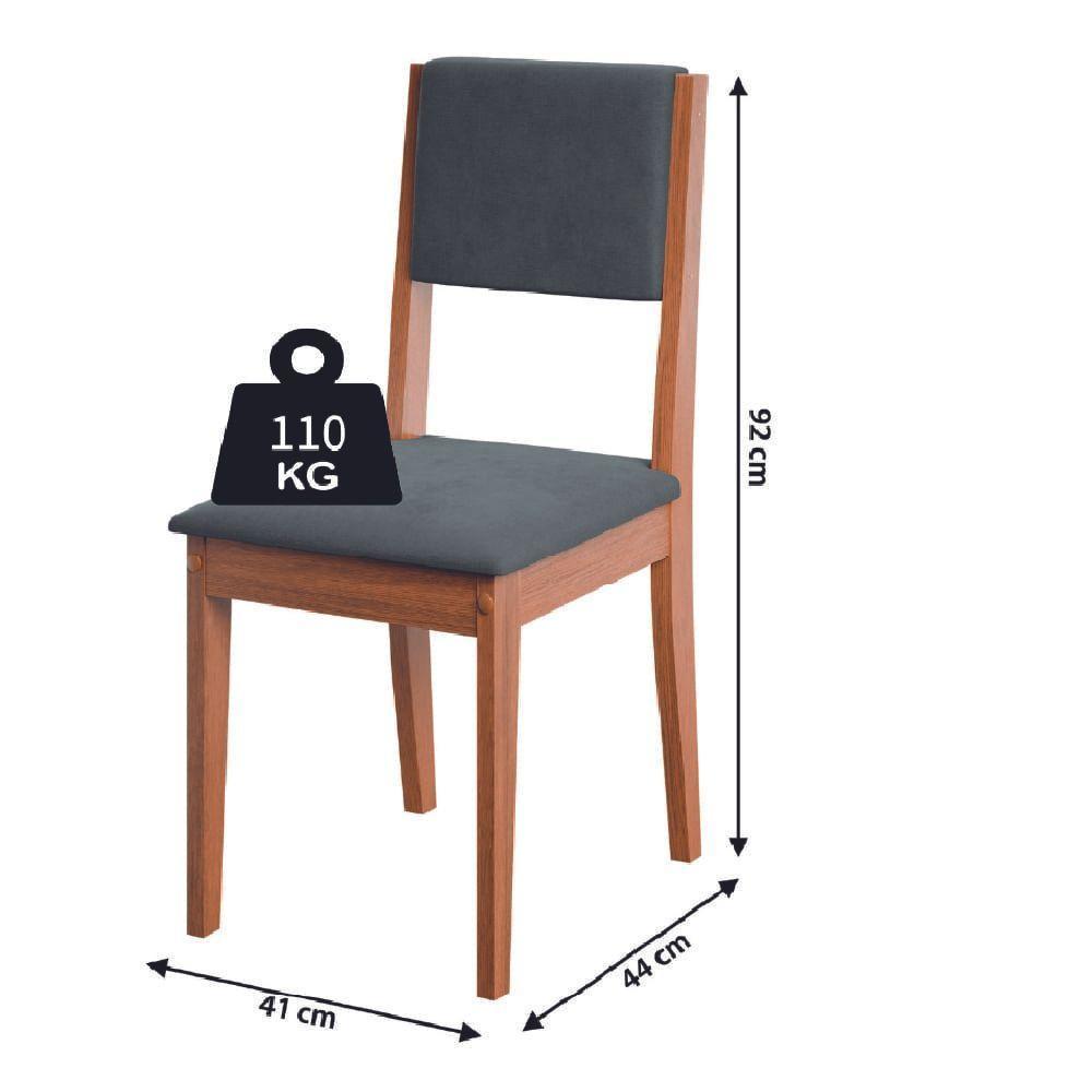 Conjunto Sala De Jantar Mesa Miami 1,60m 6 Cadeiras Trento Dobuê Madeirado/grafite - 4