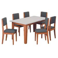 Conjunto Sala De Jantar Mesa Miami 1,60m 6 Cadeiras Trento Dobuê Madeirado/grafite - 1