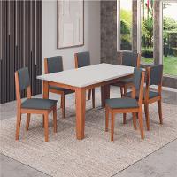 Conjunto Sala De Jantar Mesa Miami 1,60m 6 Cadeiras Trento Dobuê Madeirado/grafite - 2