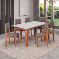 Conjunto Sala De Jantar Mesa Miami 1,60m 6 Cadeiras Trento Dobuê Madeirado/mascavo - 2