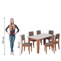 Conjunto Sala De Jantar Mesa Miami 1,60m 6 Cadeiras Trento Dobuê Madeirado/mascavo - 6
