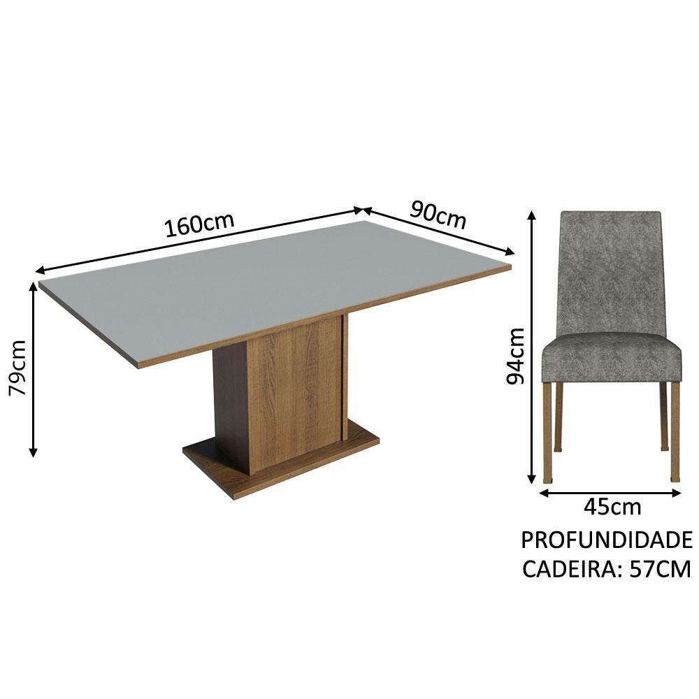 Kit Sala De Jantar Mesa 6 Cadeiras Rustic/Cinza/Silver Renata Madesa Rustic/Cinza/Silver - 9