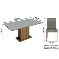 Kit Sala De Jantar Mesa 6 Cadeiras Rustic/Cinza/Silver Renata Madesa Rustic/Cinza/Silver - 9