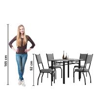 Conjunto Sala De Jantar Mesa Tampo Granito 1,20m Com 4 Cadeiras Diana Artefamol Preto/platina - 6