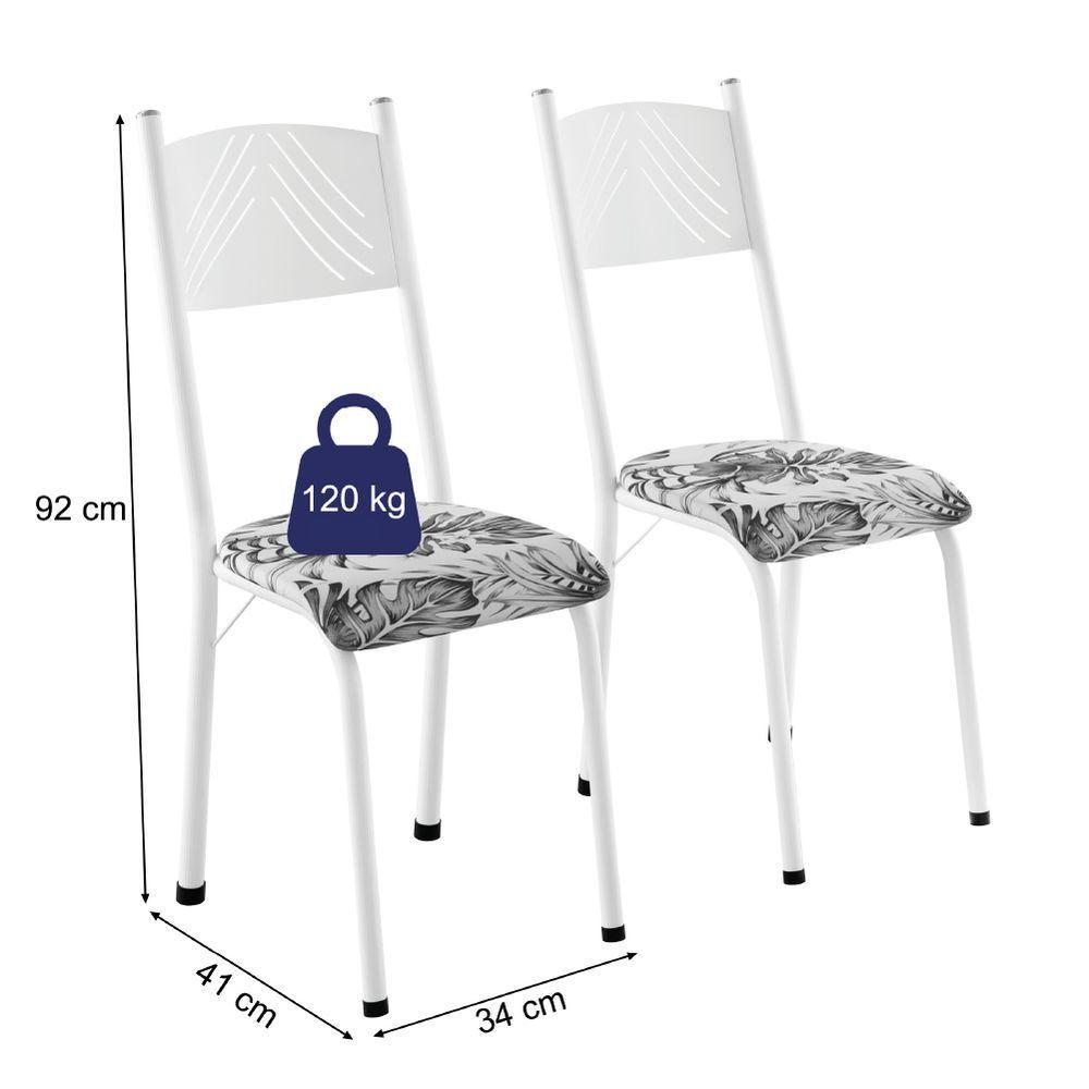 Conjunto De Mesa Sala De Jantar Bruna 1m Com 4 Cadeiras Granito Tubular Artefamol Branco Flor - 4