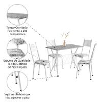 Conjunto De Mesa Sala De Jantar Bruna 1m Com 4 Cadeiras Granito Tubular Artefamol Branco Flor - 5