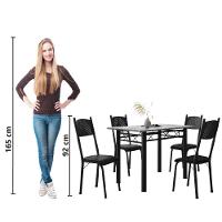 Conjunto De Mesa Sala De Jantar Sara Com 4 Cadeiras Tubular Granito 1,20m Artefamol Preto - 6