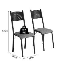 Conjunto De Mesa Sala De Jantar Sara Com 4 Cadeiras Tubular Granito 1,20m Artefamol Preto/platina