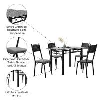 Conjunto De Mesa Sala De Jantar Sara Com 4 Cadeiras Tubular Granito 1,20m Artefamol Preto/platina - 5