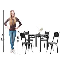 Conjunto De Mesa Sala De Jantar Sara Com 4 Cadeiras Tubular Granito 1,20m Artefamol Preto/platina - 6