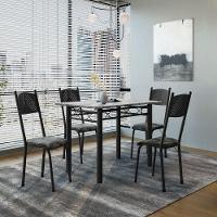 Conjunto De Mesa Sala De Jantar Sara Com 4 Cadeiras Tubular Granito 1,20m Artefamol Preto/flor - 6