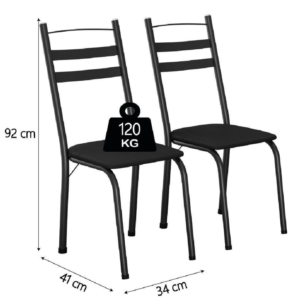 Conjunto De Mesa Sala De Jantar Com 4 Cadeiras Leia Tubular Granito Artefamol Preto - 4