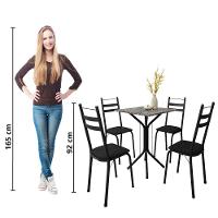 Conjunto De Mesa Sala De Jantar Com 4 Cadeiras Leia Tubular Granito Artefamol Preto - 6