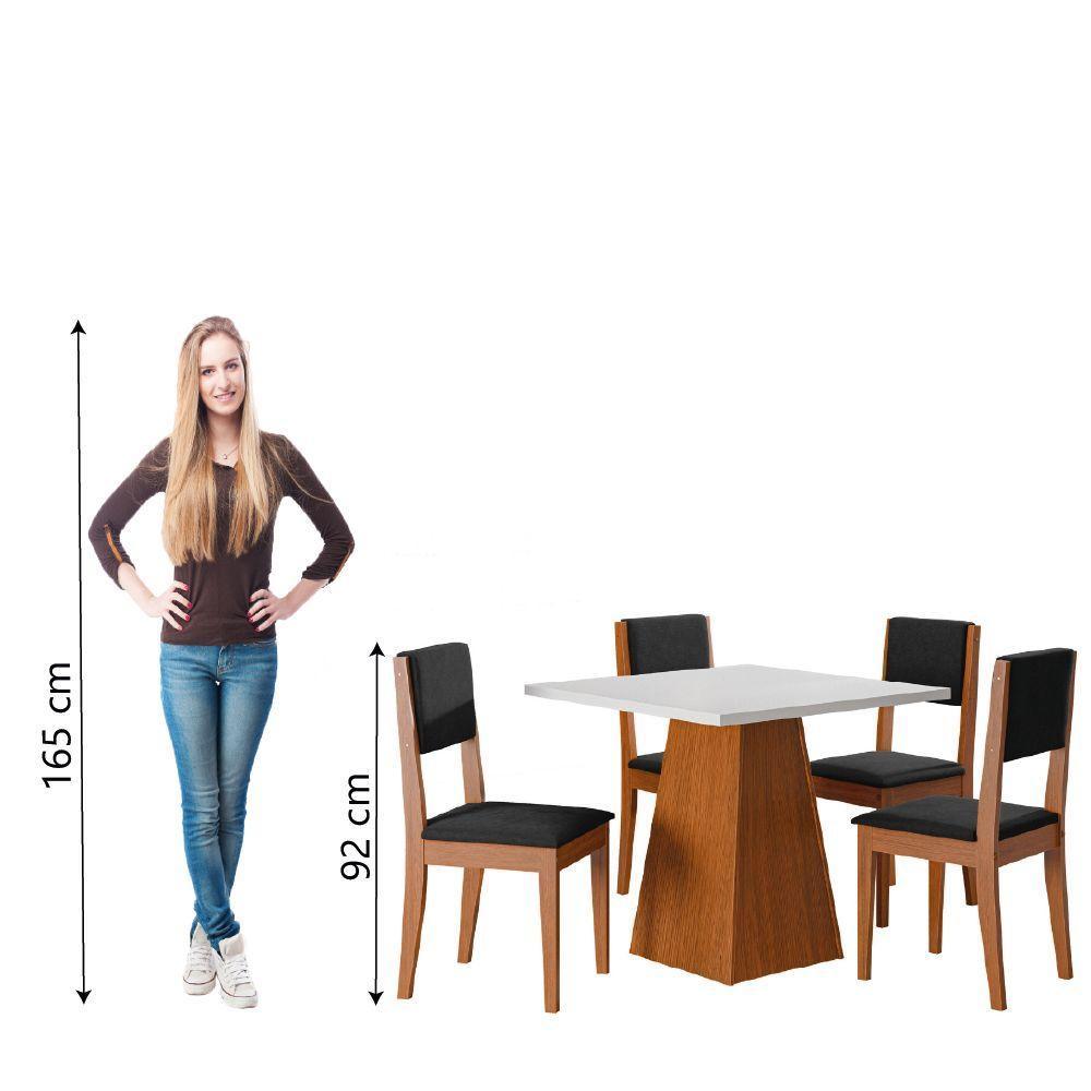 Conjunto Sala De Jantar Mesa Quadrada 4 Cadeiras Trento Dobuê Madeirado / Preto - 6