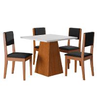 Conjunto Sala De Jantar Mesa Quadrada 4 Cadeiras Trento Dobuê Madeirado / Preto - 1