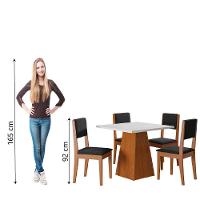Conjunto Sala De Jantar Mesa Quadrada 4 Cadeiras Trento Dobuê Madeirado / Preto - 6