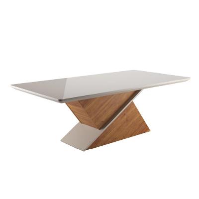 Mesa Sala de Jantar Engel Retangular MDF 180cm com Vidro Off White Natural