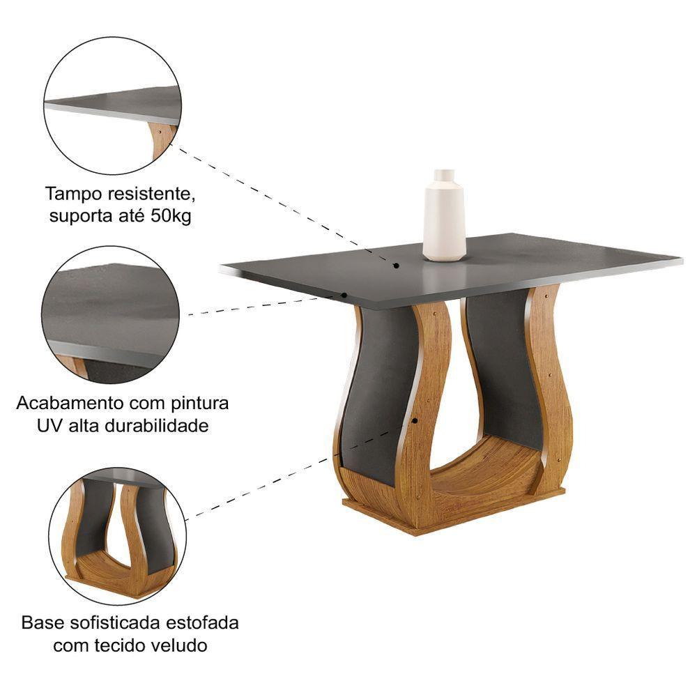 Mesa Para Sala De Jantar 1,20m Veneto Viero Madeirado/Cinza - 4