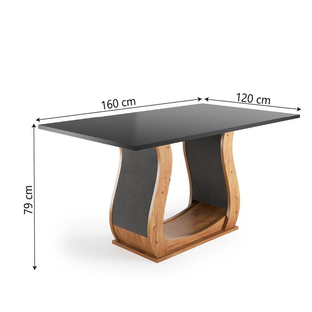 Mesa Para Sala De Jantar Veneto 1,60m Viero Madeirado / Cinza - 4