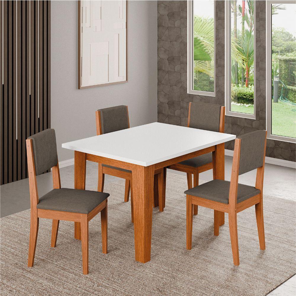 Conjunto Sala De Jantar Mesa Miami Quadrada 1,20m 4 Cadeiras Trento Dobuê Madeirado Castor - 2