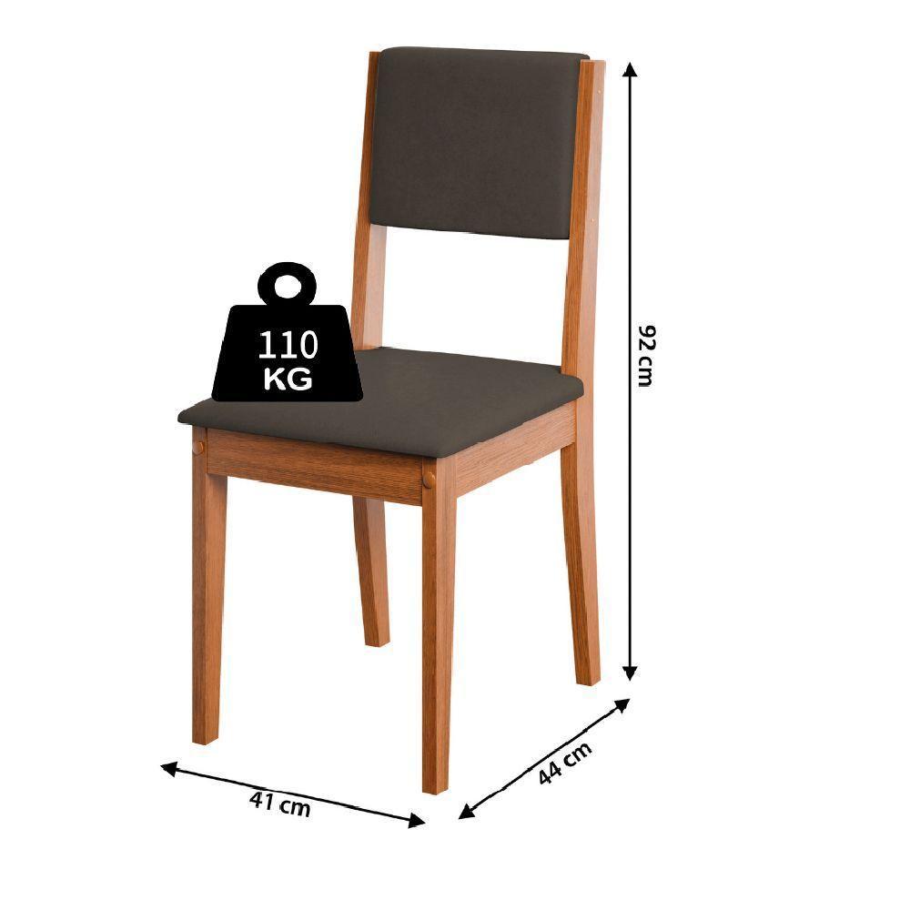 Conjunto Sala De Jantar Mesa Miami Quadrada 1,20m 4 Cadeiras Trento Dobuê Madeirado Castor - 4