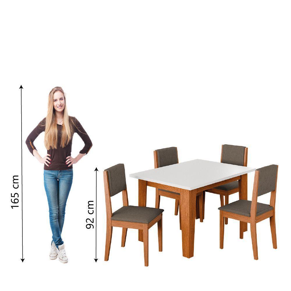 Conjunto Sala De Jantar Mesa Miami Quadrada 1,20m 4 Cadeiras Trento Dobuê Madeirado Castor - 6