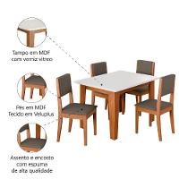 Conjunto Sala De Jantar Mesa Miami Quadrada 1,20m 4 Cadeiras Trento Dobuê Madeirado Castor - 5