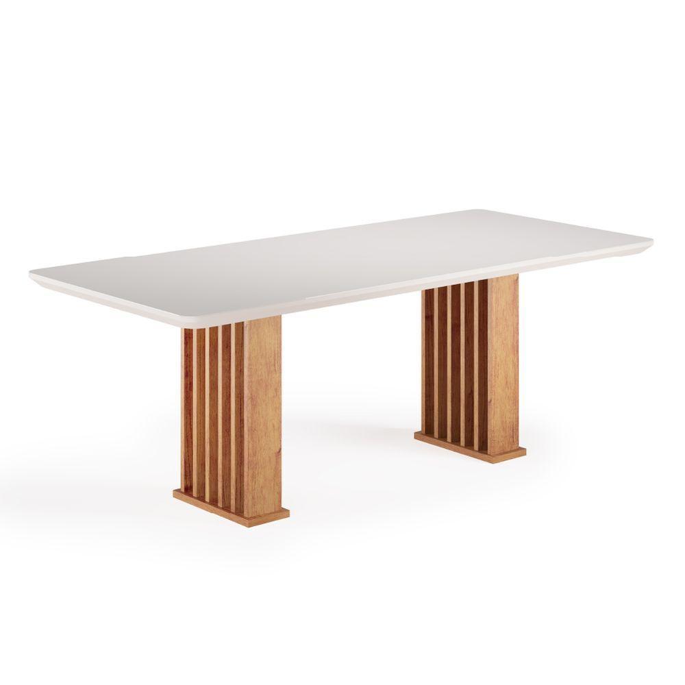 Mesa Sala De Jantar Tampo Com Vidro Mond 2m Madeirado/off White Viero - 1