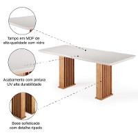 Mesa Sala De Jantar Tampo Com Vidro Mond 2m Madeirado/off White Viero - 4