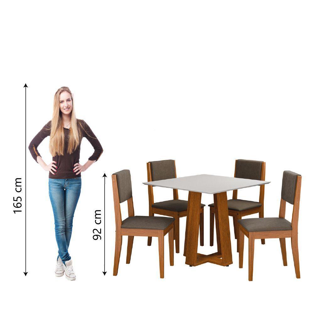 Conjunto Sala De Jantar Mesa Athenas Quadrada 0,90m 4 Cadeiras Trento Dobuê Madeirado Castor - 3