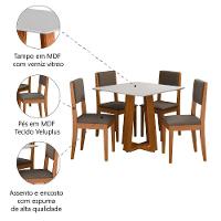 Conjunto Sala De Jantar Mesa Athenas Quadrada 0,90m 4 Cadeiras Trento Dobuê Madeirado Castor - 2