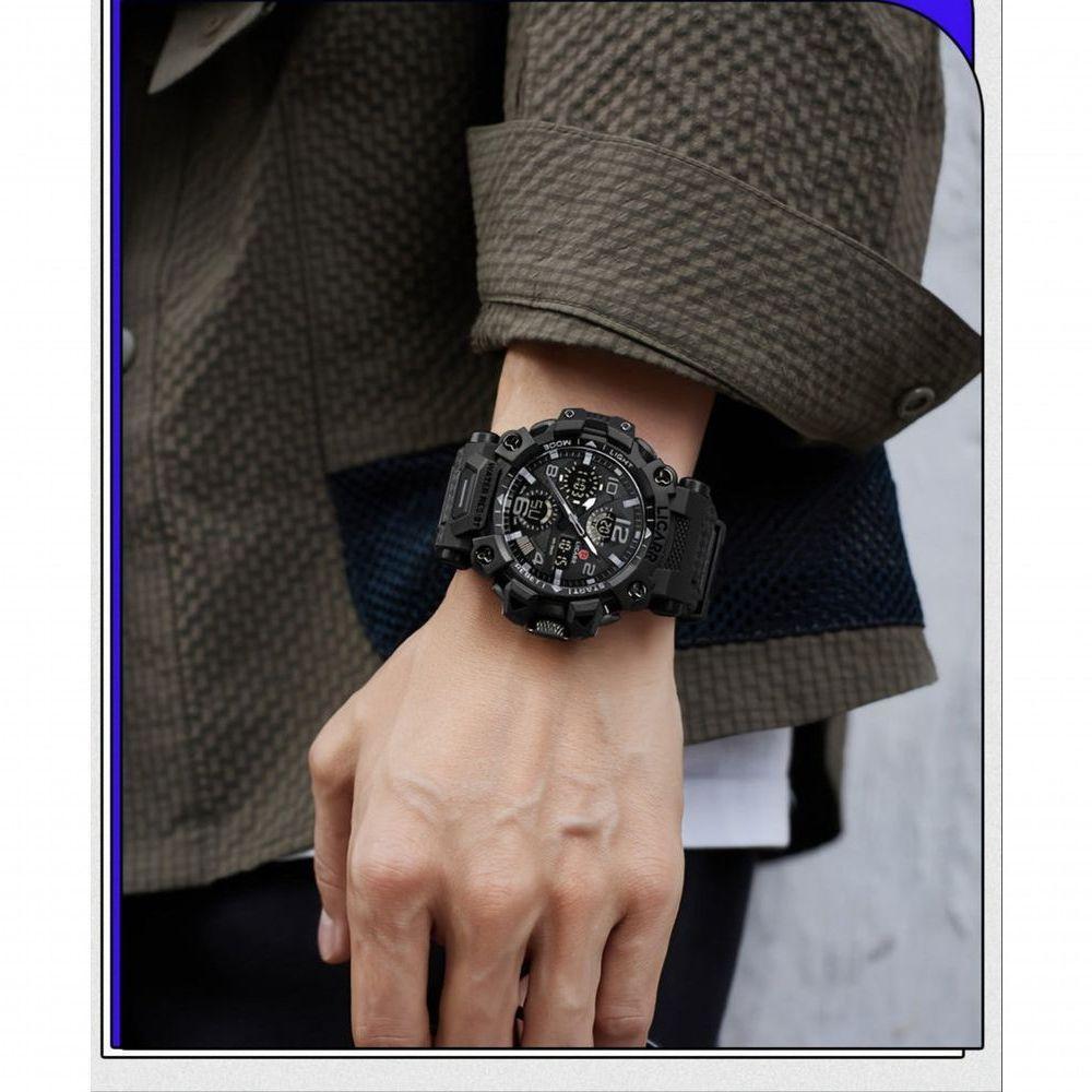 Relógio Digital Masculino à Prova De água 5atm Duplo Display Esportivo Quartzo Preto - 3