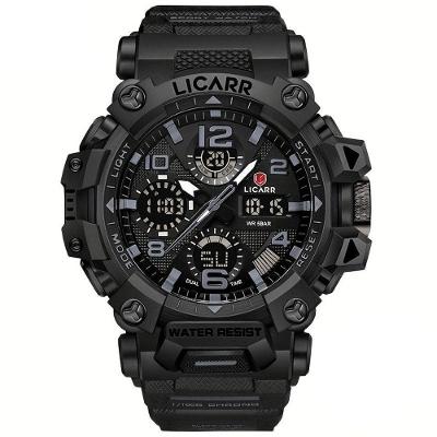 Relógio Digital Masculino à Prova De água 5atm Duplo Display Esportivo Quartzo Preto